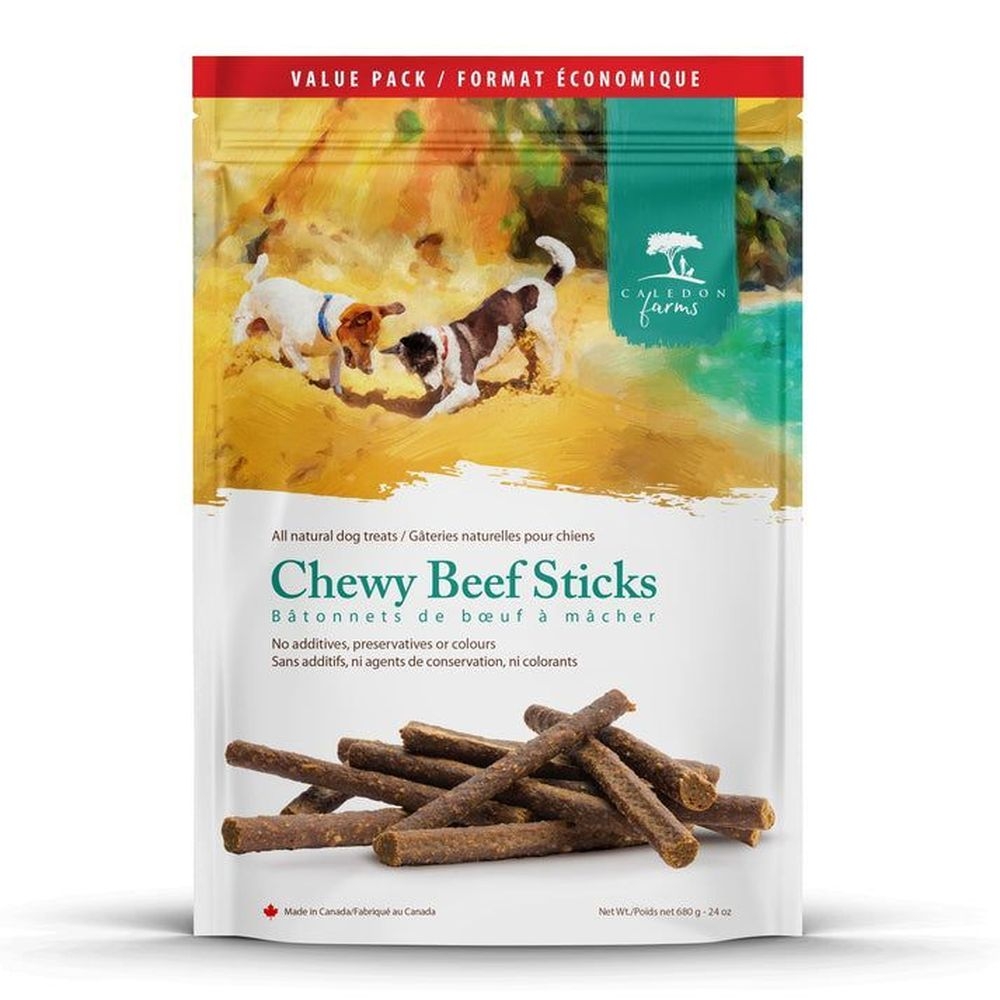 Caledon Farms Chewy Beef Sticks Dog Treats - Value Pack, 24 Ounce -- 4 per case