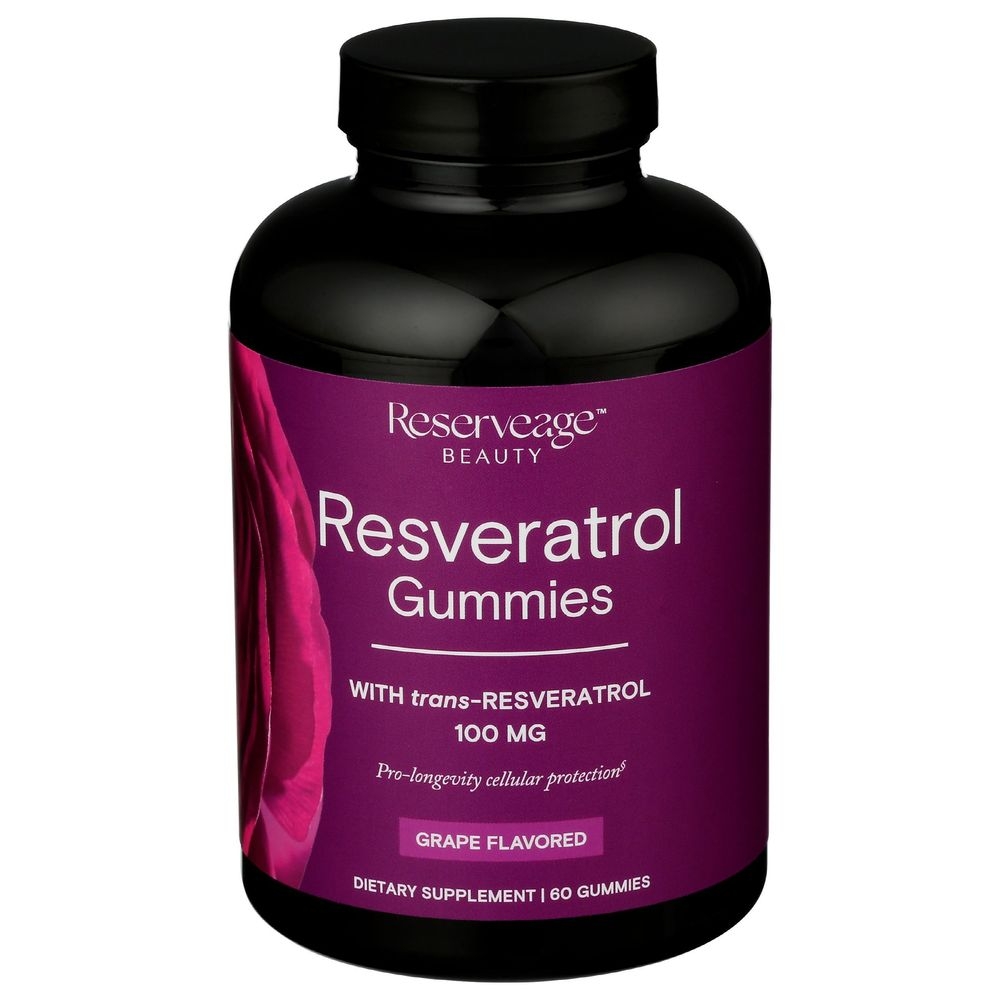 Reserveage Resveratrol 100mg Grape Flavored Dietary Supplement Capsules, 60 count