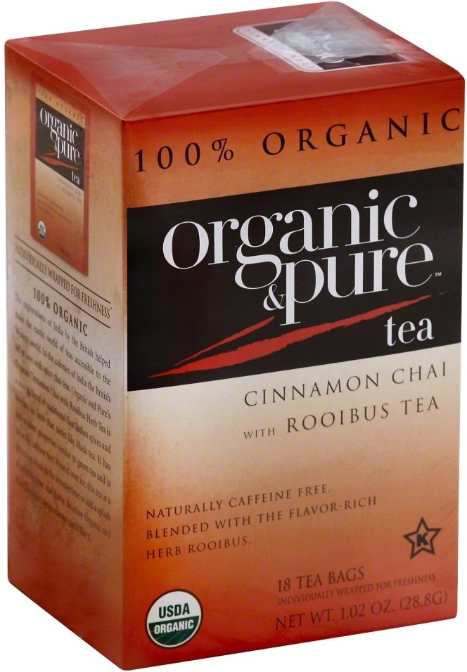 Organic & Pure Cinnamon Chai Rooibos Herb Tea, 18 tea bags per pack -- 6 per case