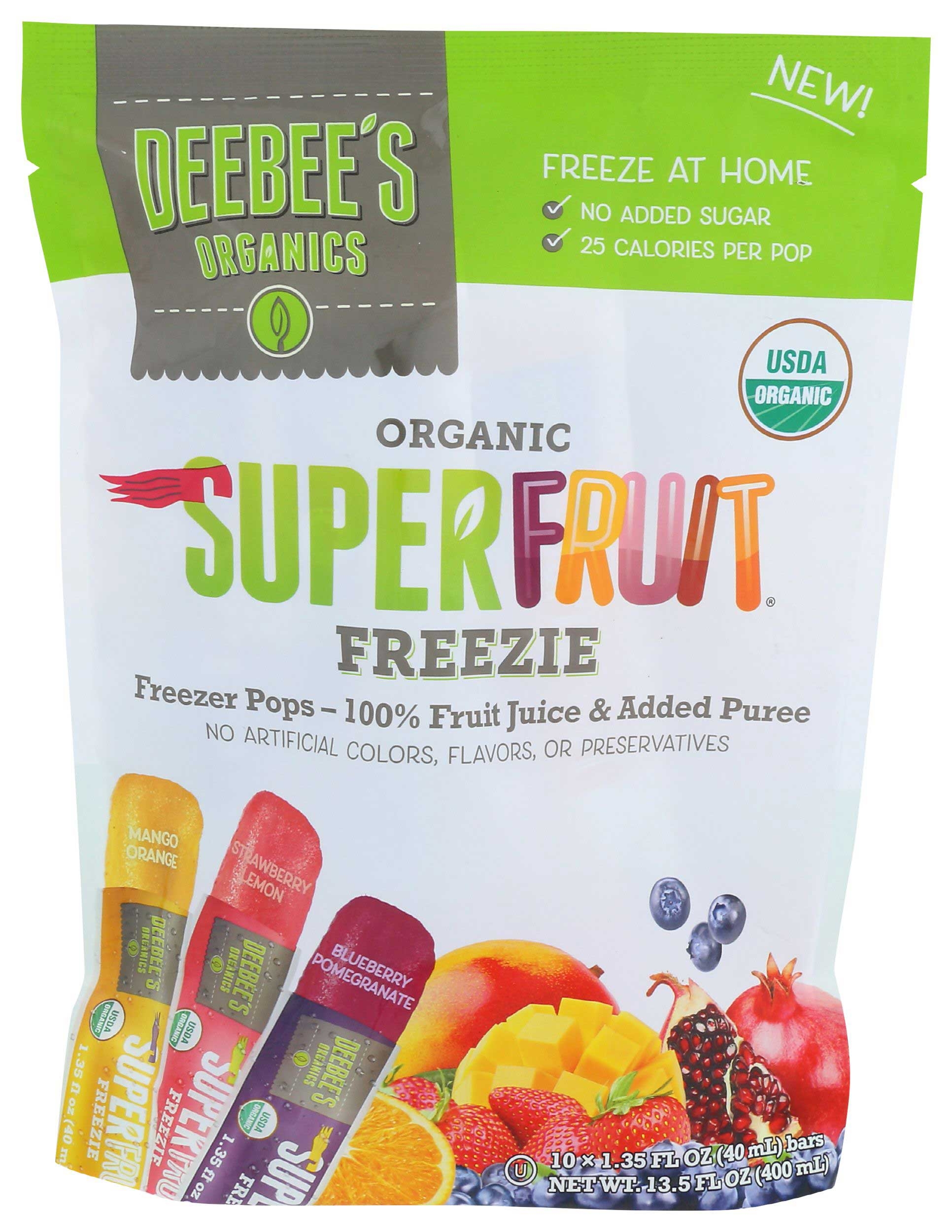 Deebees Organic Super Fruit Freezer Pop, 13.5 Fluid Ounce -- 14 per case