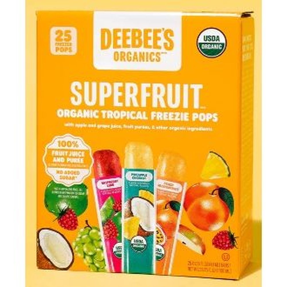 DeeBees Organics Tropical SuperFruit Freezie Pops, 13.5 Ounce -- 14 per case
