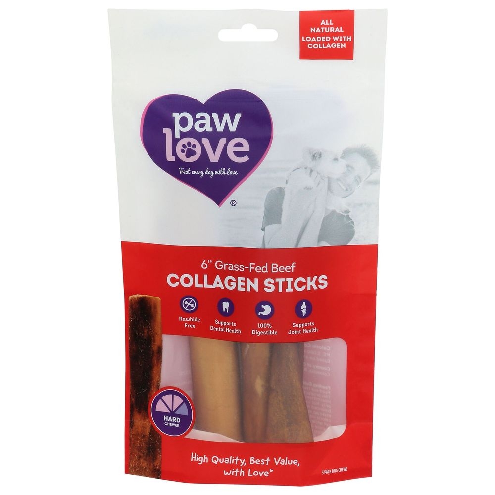 Paw Love Collagen Sticks 6 inch Dog Treat, 3 count -- 6 per case