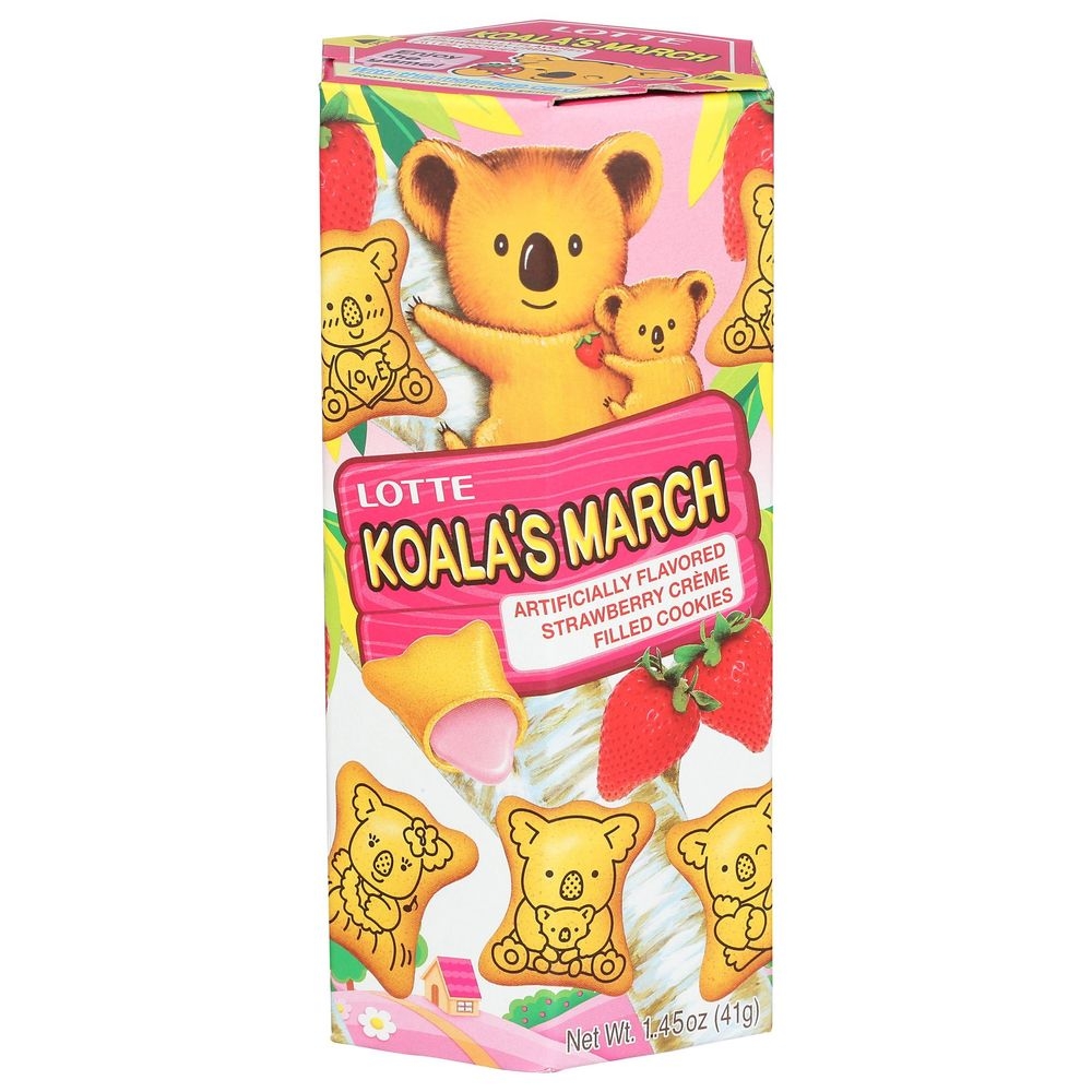 Lotte Koalas March Strawberry Crème Filled Cookies, 1.45 Ounce -- 6 per case