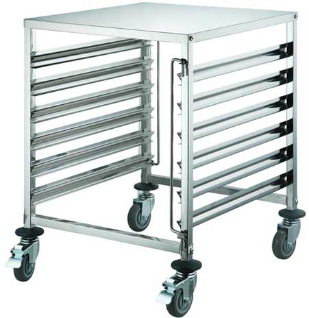 Winco Stainless Steel 12 Tier Side-Load Steam Table Pan/Food Pan Rack with Brake, 23 1/4 x 26 x 31 1/2 inch