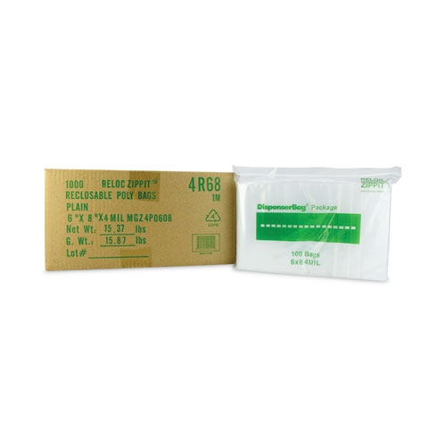 BagCo Zippit Clear 4 Mil Resealable Bag, 6 x 8 inch -- 1000 per case