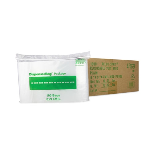 BagCo Zippit Clear 4 Mil Resealable Bag, 6 x 9 inch -- 1000 per case