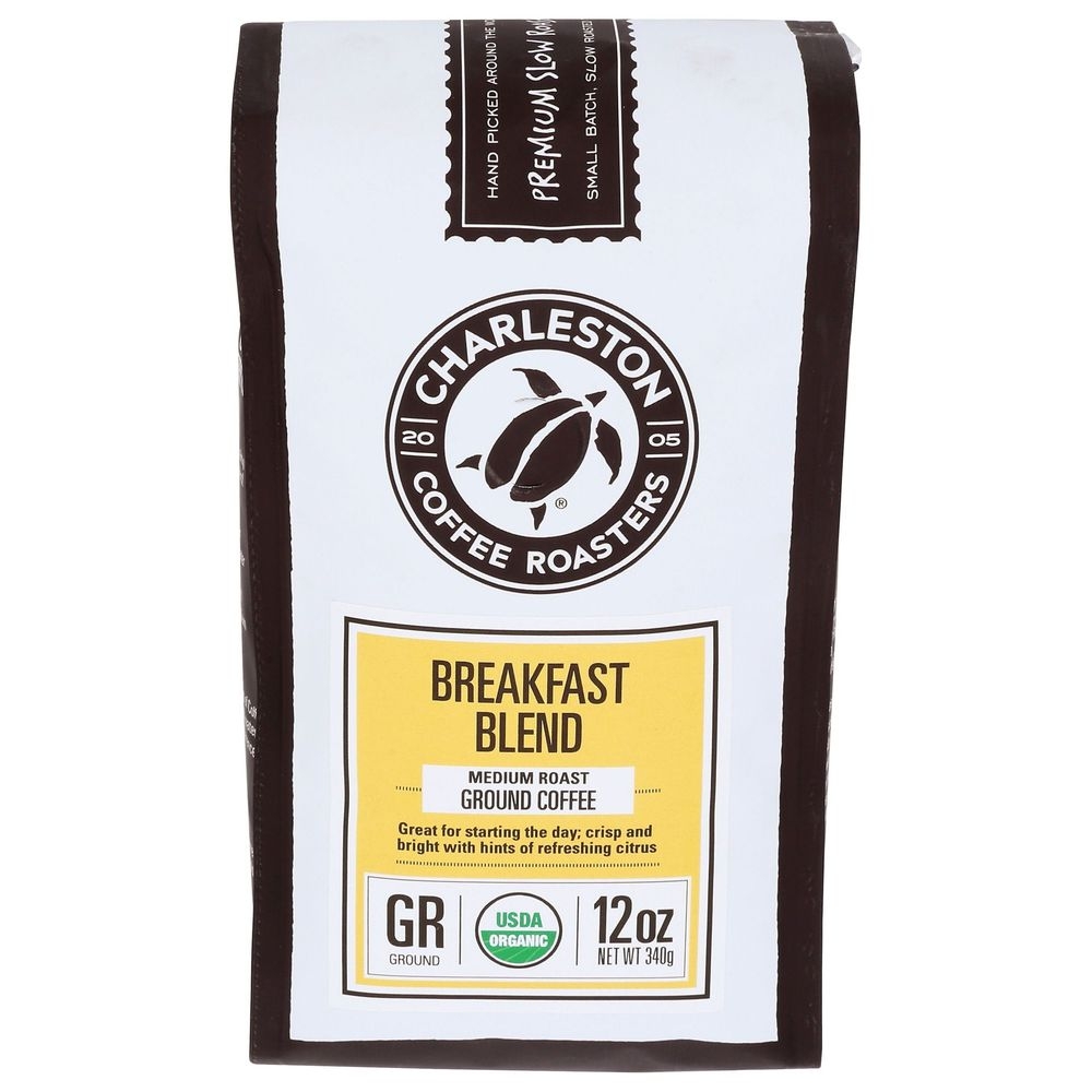Charleston Coffee Roaster Breakfast Blend Medium Roast Ground Coffee, 12 Ounce -- 6 per case