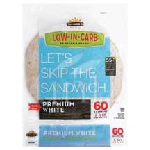 Tumaros Carb Wise Premium White Wraps - 8 count per pack -- 6 packs per case