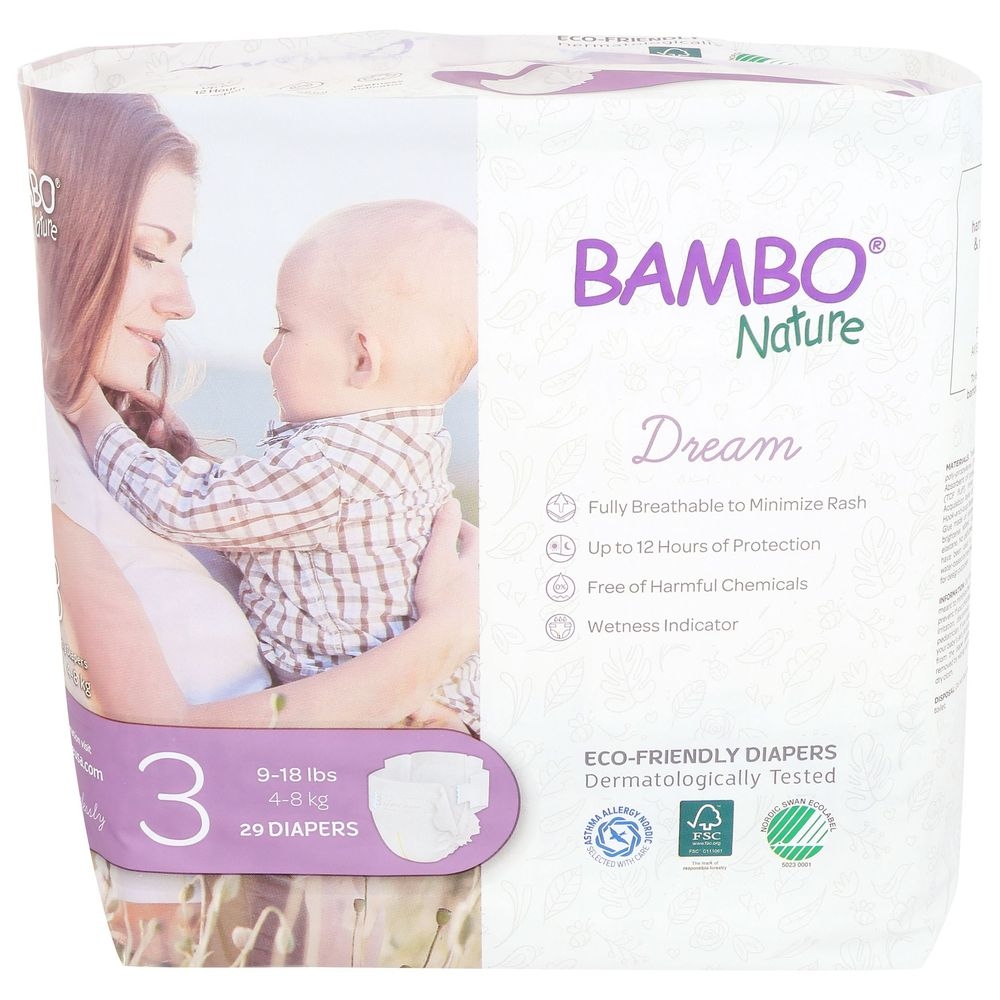 Bambo Nature Dream Size 3 Baby Diapers, 29 count -- 6 per case