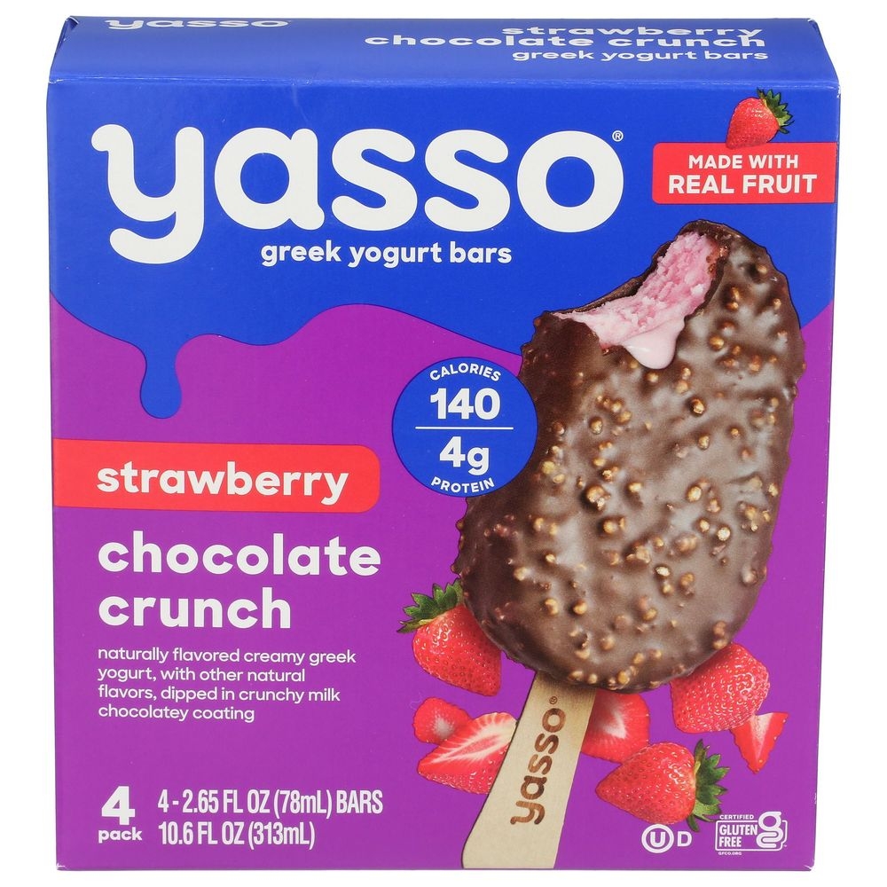 Yasso Chocolate Crunch Strawberry Greek Yogurt Bar, 2.65 Fluid Ounce -- 32 per case