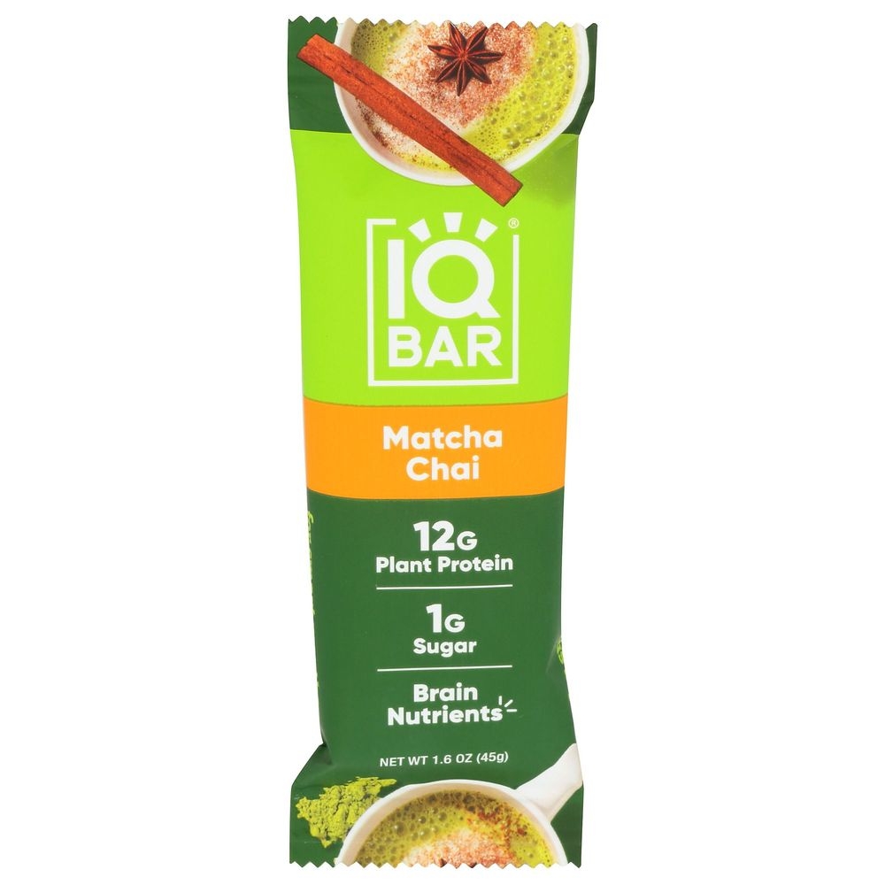 IQ Bar Matcha Chai Plant Based Protein Bar, 1.6 Ounce -- 12 per case