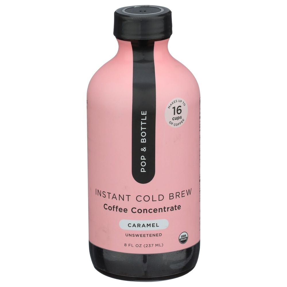 Pop and Bottle Organic Caramel Iced Coffee Concentrate Liquid, 8 Fluid Ounce -- 6 per case