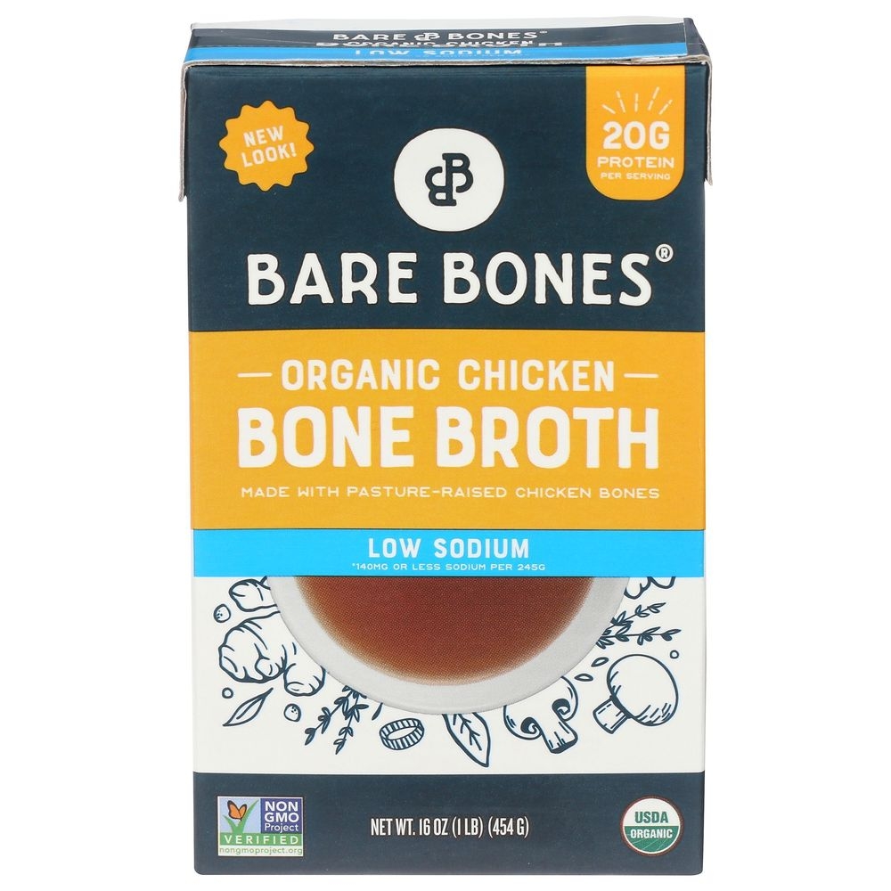 Bare Bones Organic Chicken Bone Broth, 16 Fluid Ounce -- 8 per case