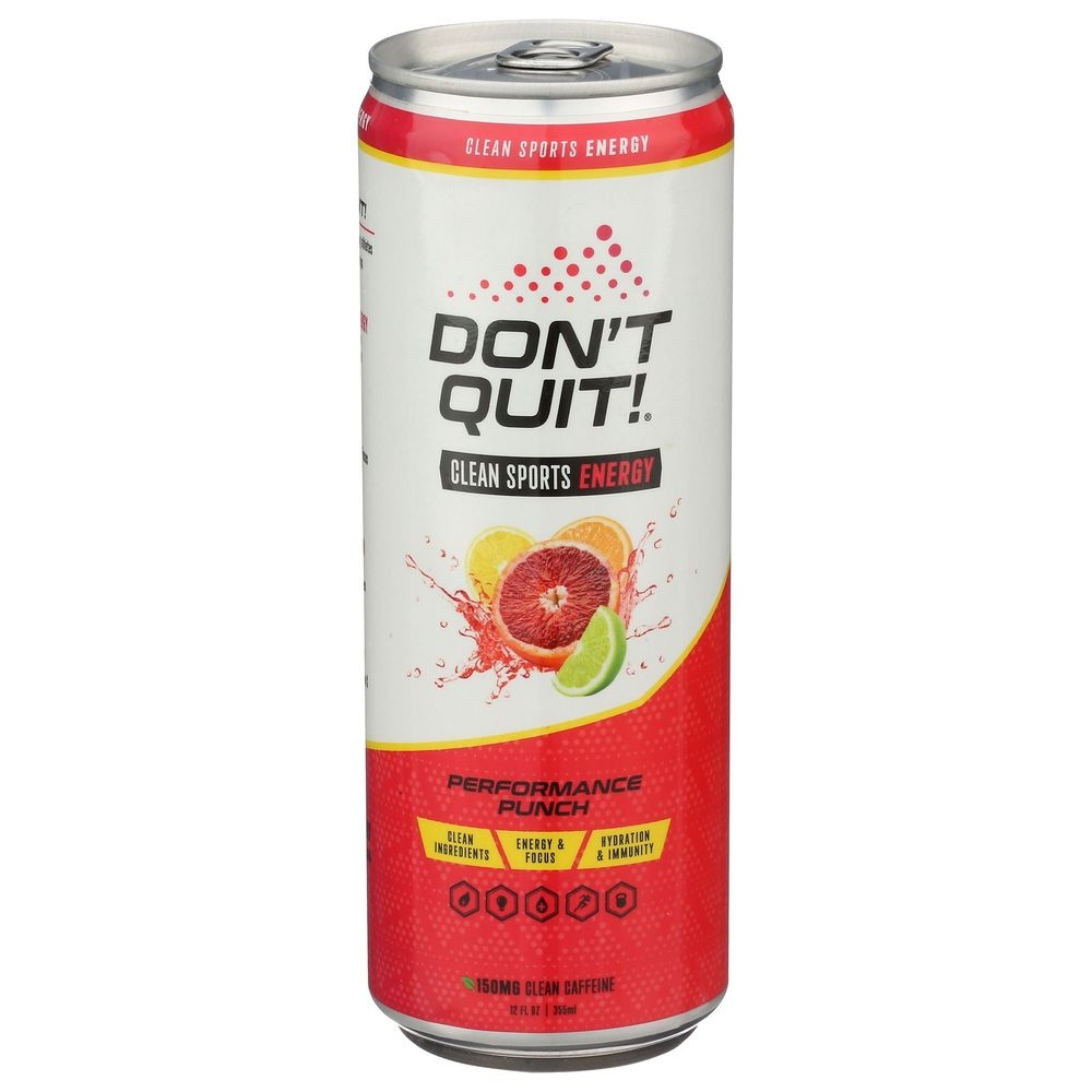 Dont Quit Clean Sports Performance Punch Energy Drink, 12 Fluid Ounce -- 12 per case