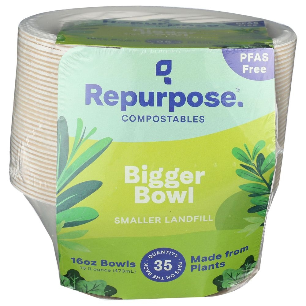 Repurpose Pfas Free Compostable Bigger Bowl, 35 count -- 6 per case