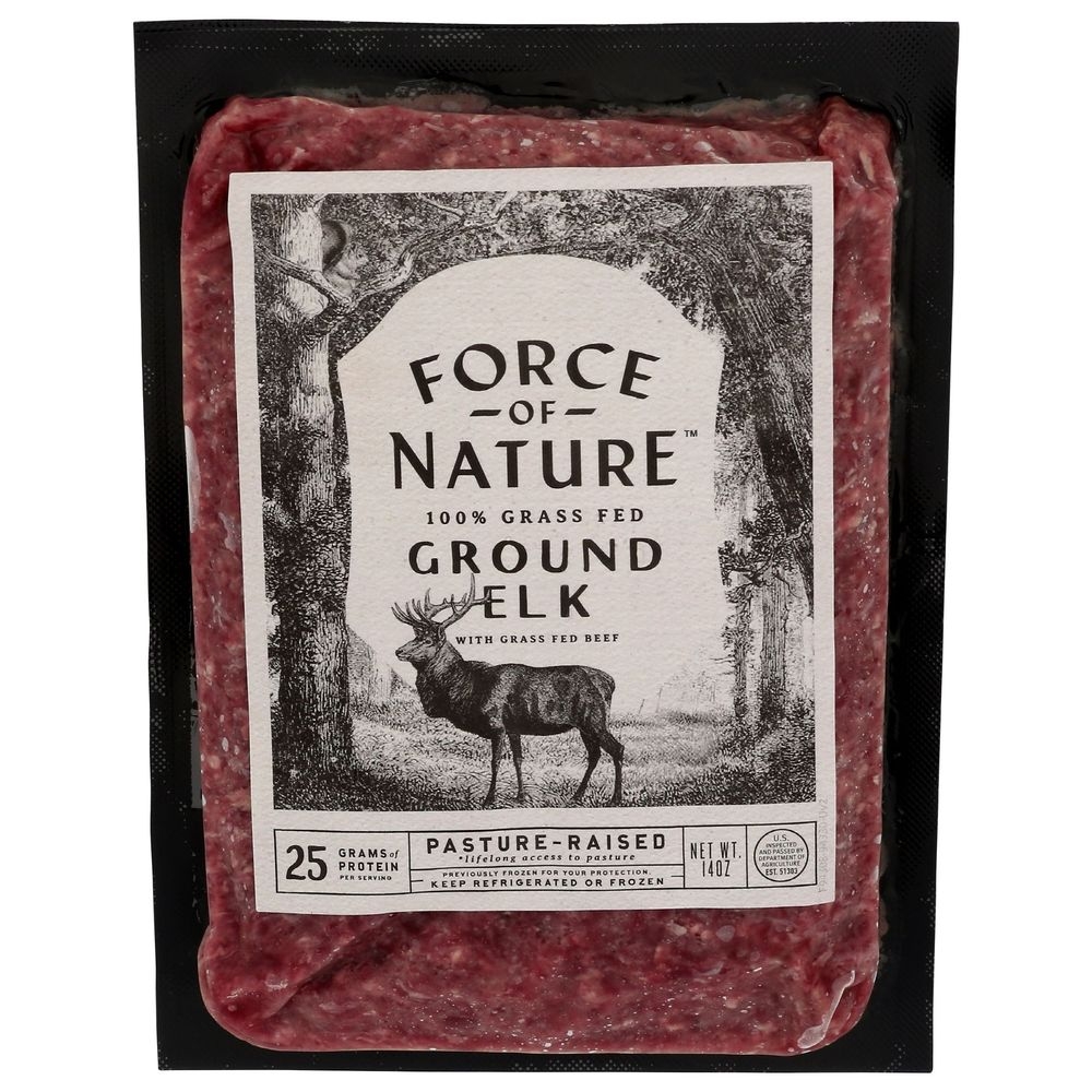 Force of Nature Grass Fed Ground Elk, 14 Ounce -- 12 per case