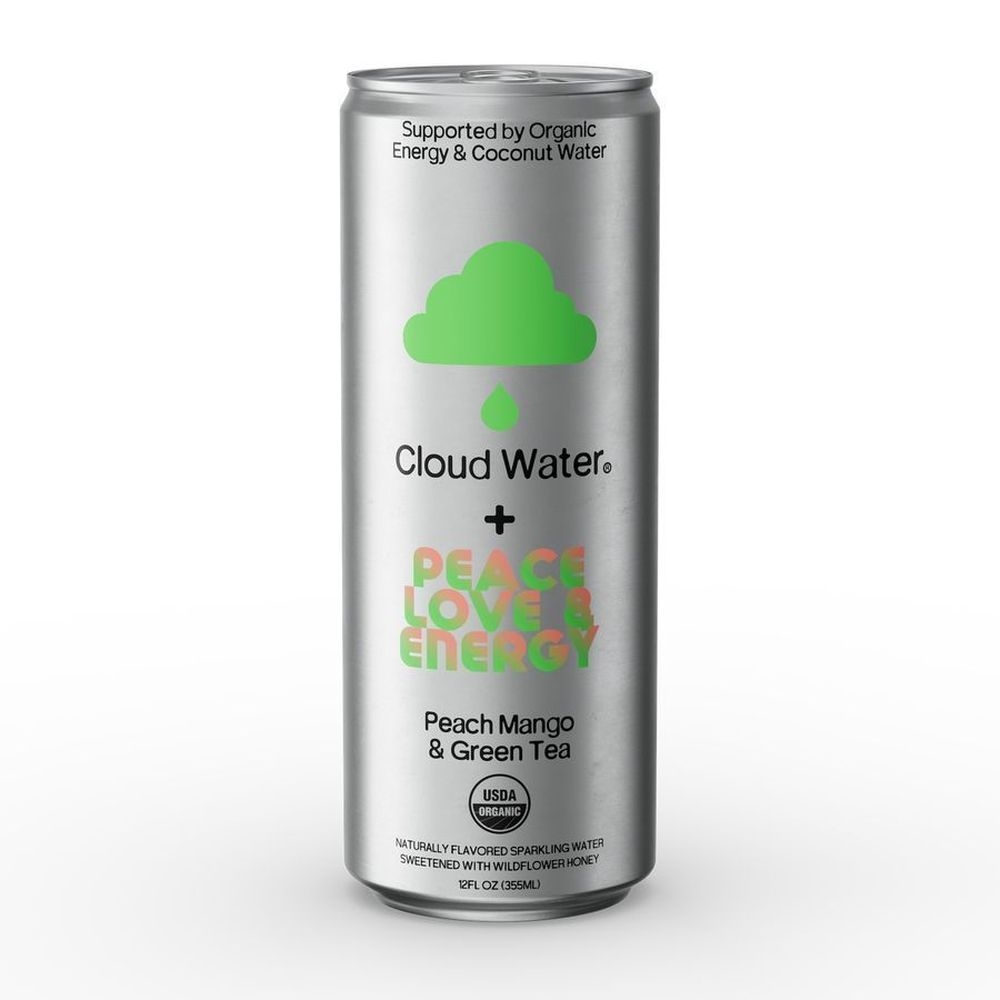 Cloud Water Peach Mango and Green Tea Immunity Sparkling Water, 12 Fluid Ounce -- 12 per case