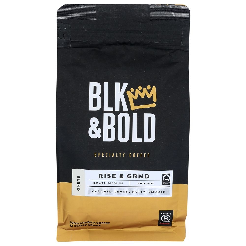 Blk and Bold Rise and Grnd Blend Medium Roast Ground Coffee, 12 Ounce -- 8 per case