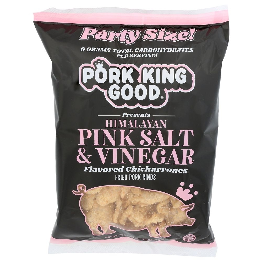 Pork King Good Himalayan Pink Salt and Vinegar Pork Rinds, 7 Ounce -- 6 per case