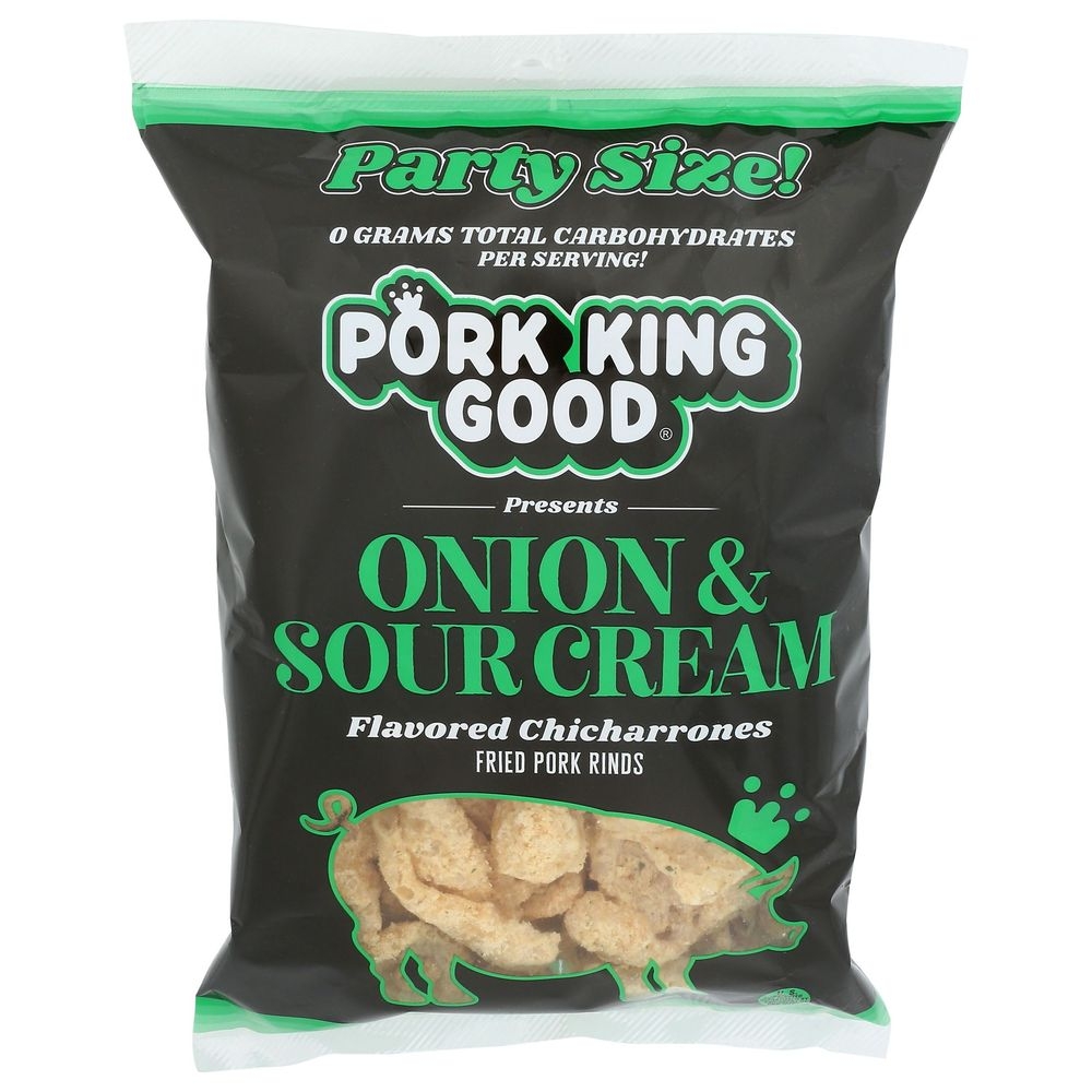 Pork King Good Sour Cream and Onion Pork Rinds, 7 Ounce -- 6 per case
