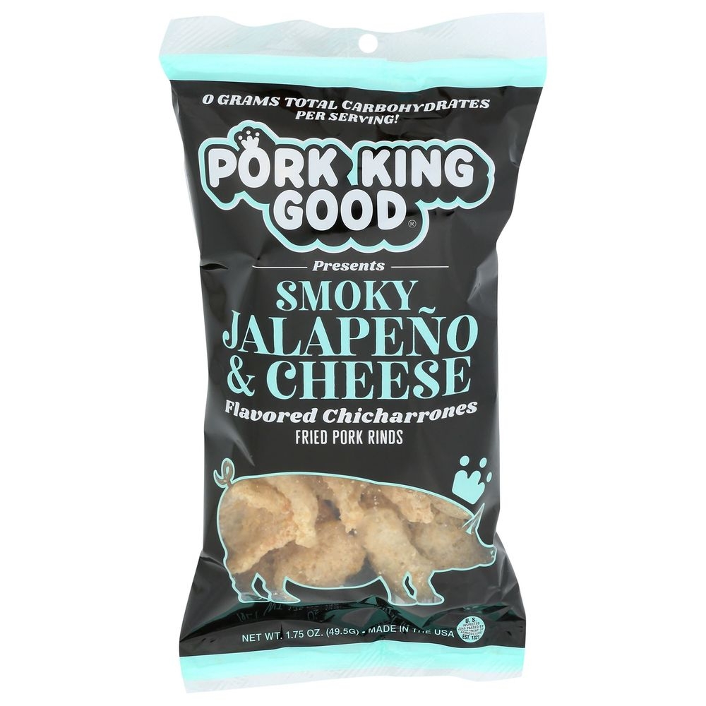 Pork King Good Smoky Jalapeno and Cheese Pork Rinds, 1.75 Ounce -- 12 per case