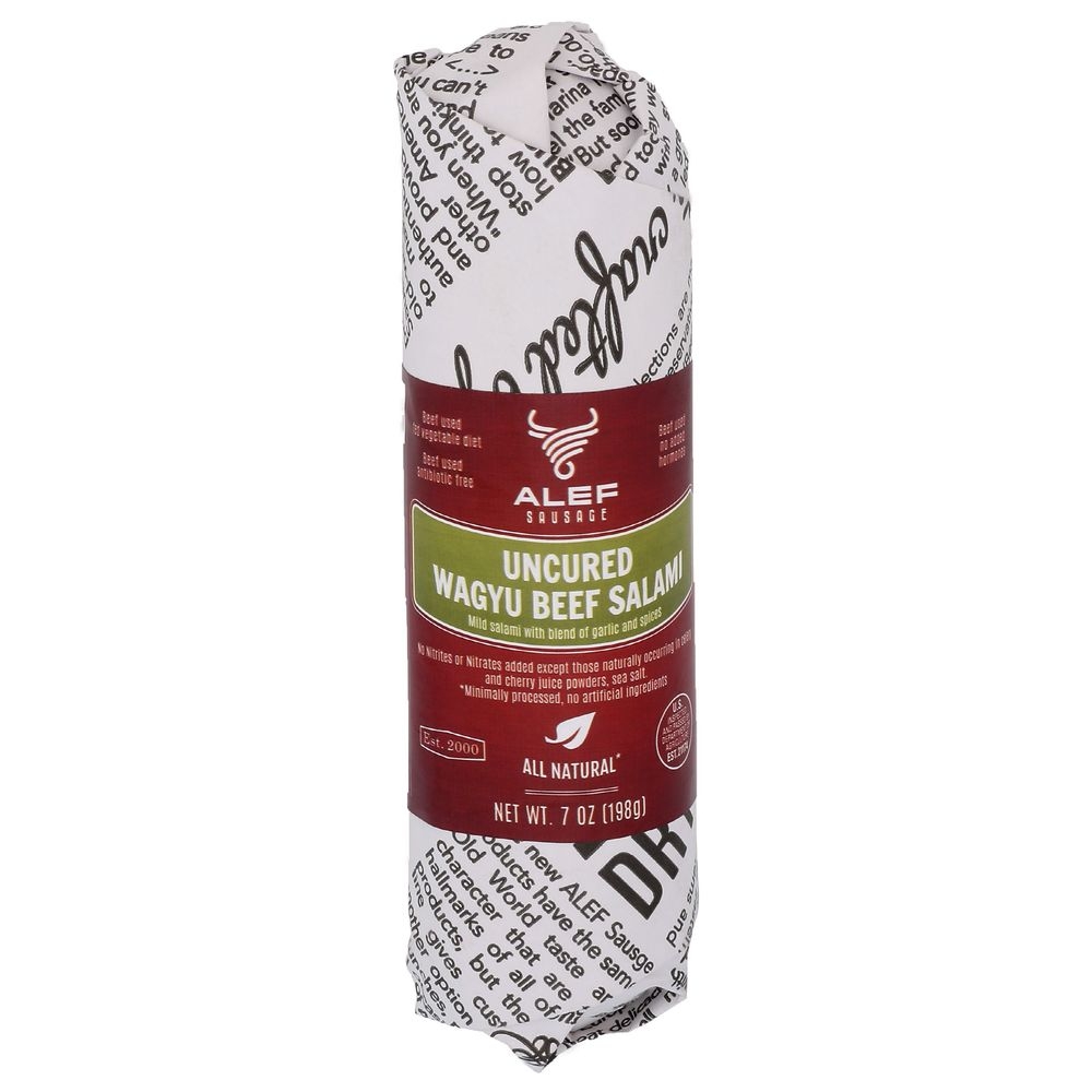 Alef Sausage All Natural Uncured Wagyu Beef Salami, 7 Ounce -- 10 per case