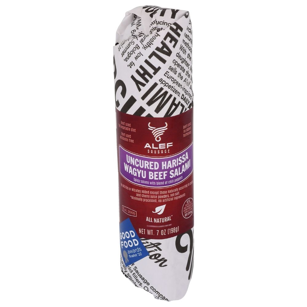 Alef Sausage All Natural Uncured Harissa Wagyu Beef Salami, 7 Ounce -- 10 per case