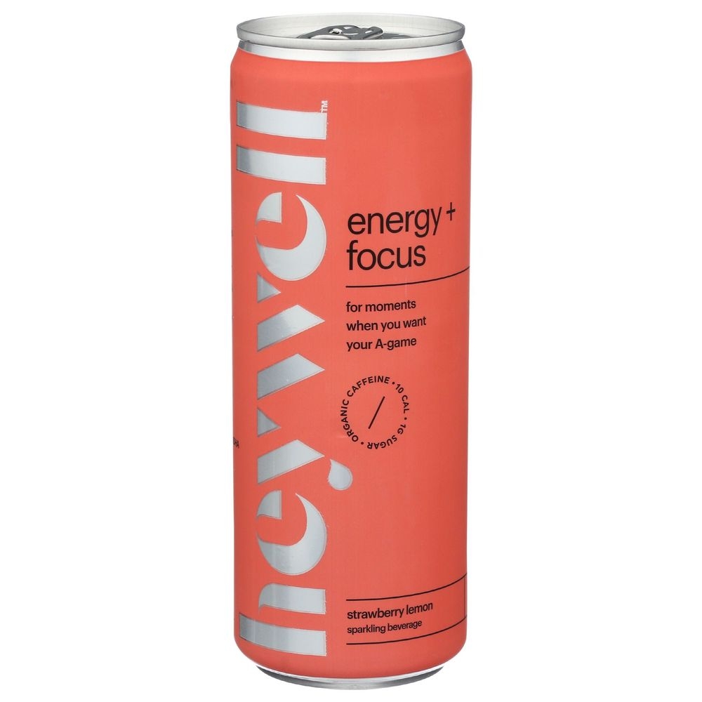 Heywell Energy Plus Focus Strawberry Lemon Sparkling Beverage, 12 Fluid Ounce -- 12 per case