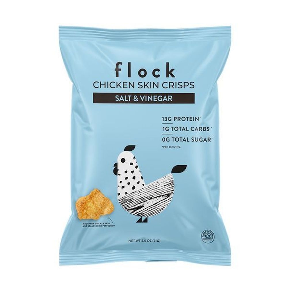 Flock Salt and Vinegar Chicken Skin Crisps, 2.5 Ounce -- 8 per case