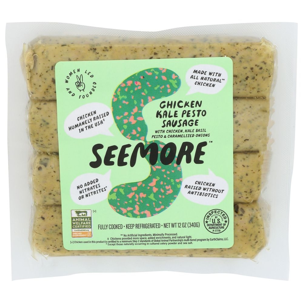 Seemore Chicken Kale Pesto Sausage, 12 Ounce -- 12 per case