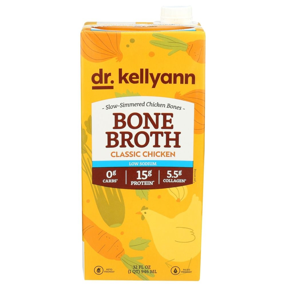 Dr. Kellyann Low Sodium Classic Chicken Bone Broth, 32 Fluid Ounce -- 6 per case