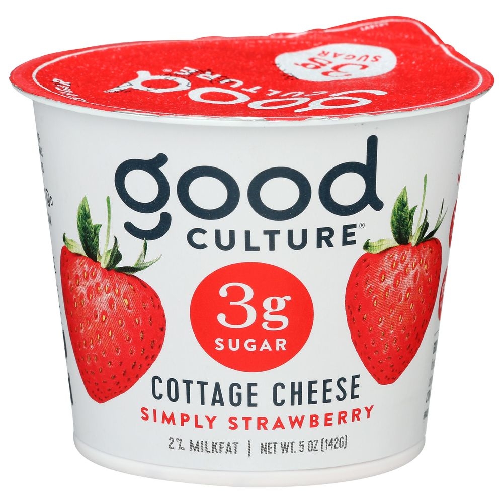 Good Culture Simply Strawberry 3 Gram Sugar Cottage Cheese, 5 Ounce -- 6 per case