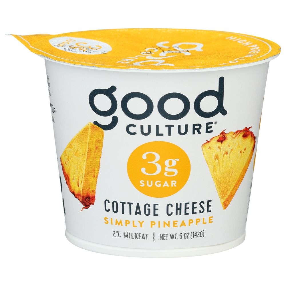 Good Culture Simply Pineapple 3 Gram Sugar Cottage Cheese, 5 Ounce -- 6 per case