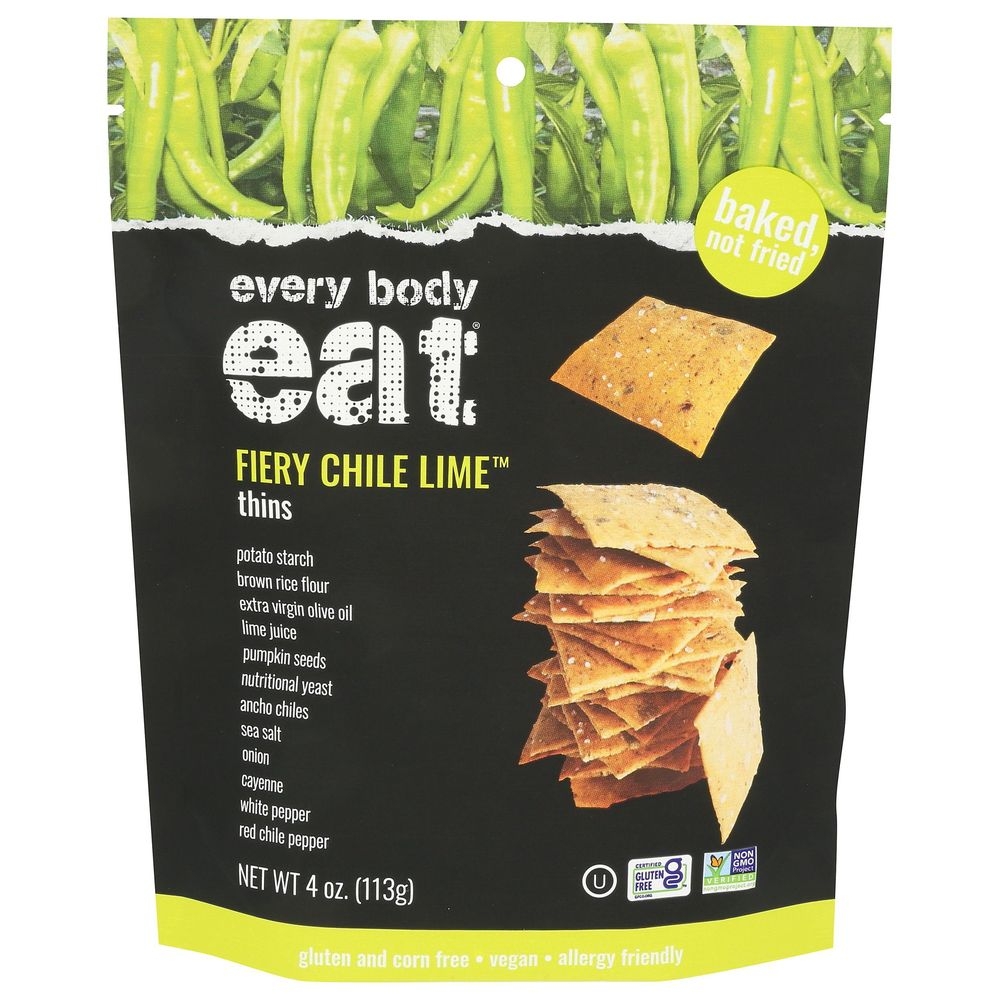 Every Body Eats Fiery Chile Lime Snack Thins, 4 Ounce -- 6 per case