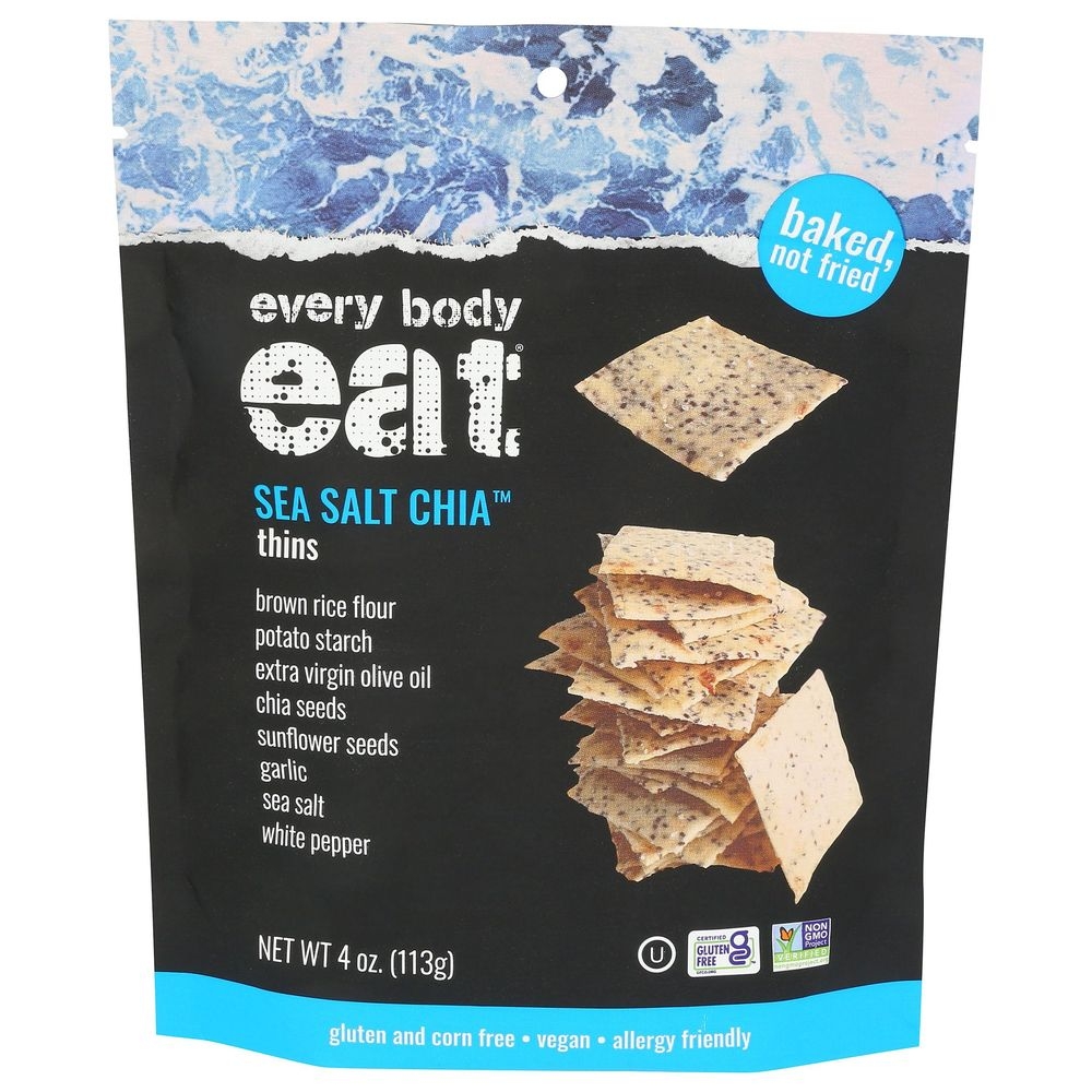 Every Body Eats Sea Salt Chia Snack Thins, 4 Ounce -- 6 per case