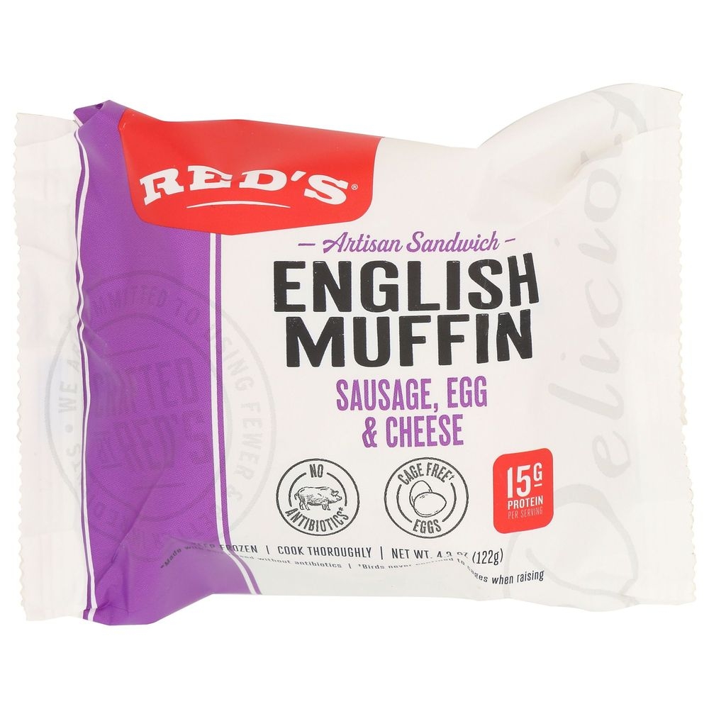 Reds Sausage Egg and Cheese English Muffin, 4.31 Ounce -- 8 per case