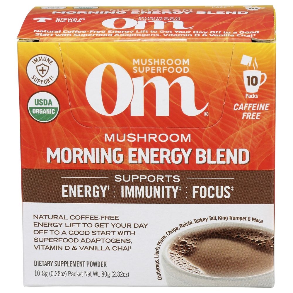 Om Mushroom Morning Energy Blend Powder, 10 count