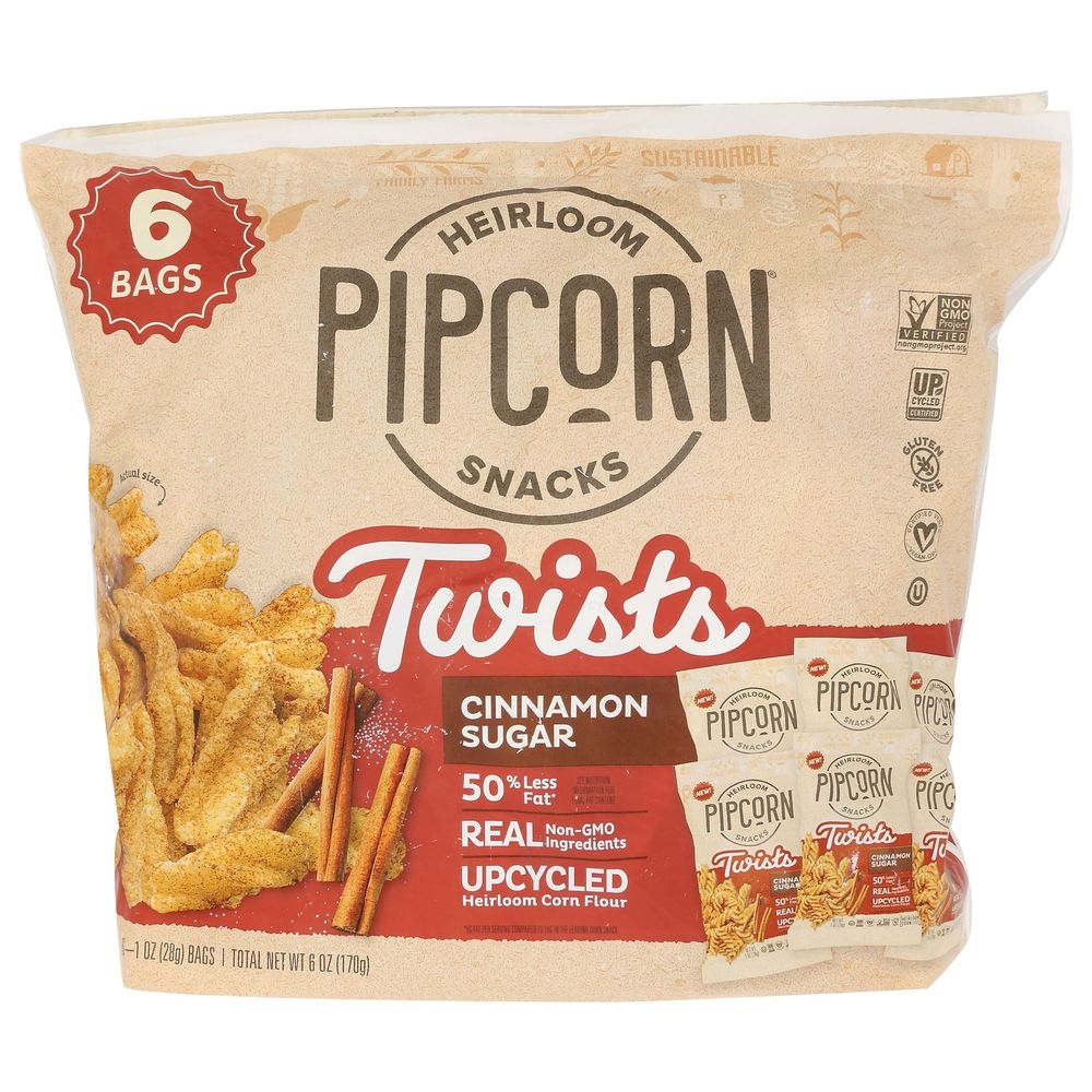 Pipcorn Cinnamon Sugar Twists, 6 Ounce -- 6 per case