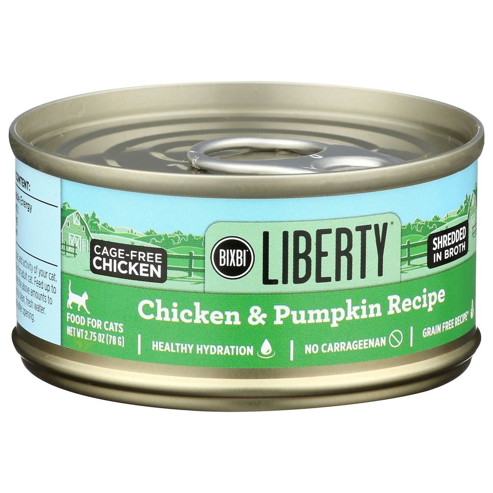 Bixbi Liberty Shredded Chicken and Pumpkin Recipe Wet Cat Food, 2.75 Ounce -- 24 per case