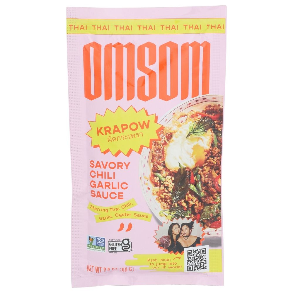 Omsom Krapow Savory Chili Garlic Sauce, 2.4 Fluid Ounce -- 8 per case