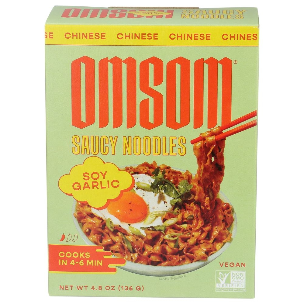 Omsom Soy Garlic Saucy Noodles, 4.8 Ounce -- 6 per case