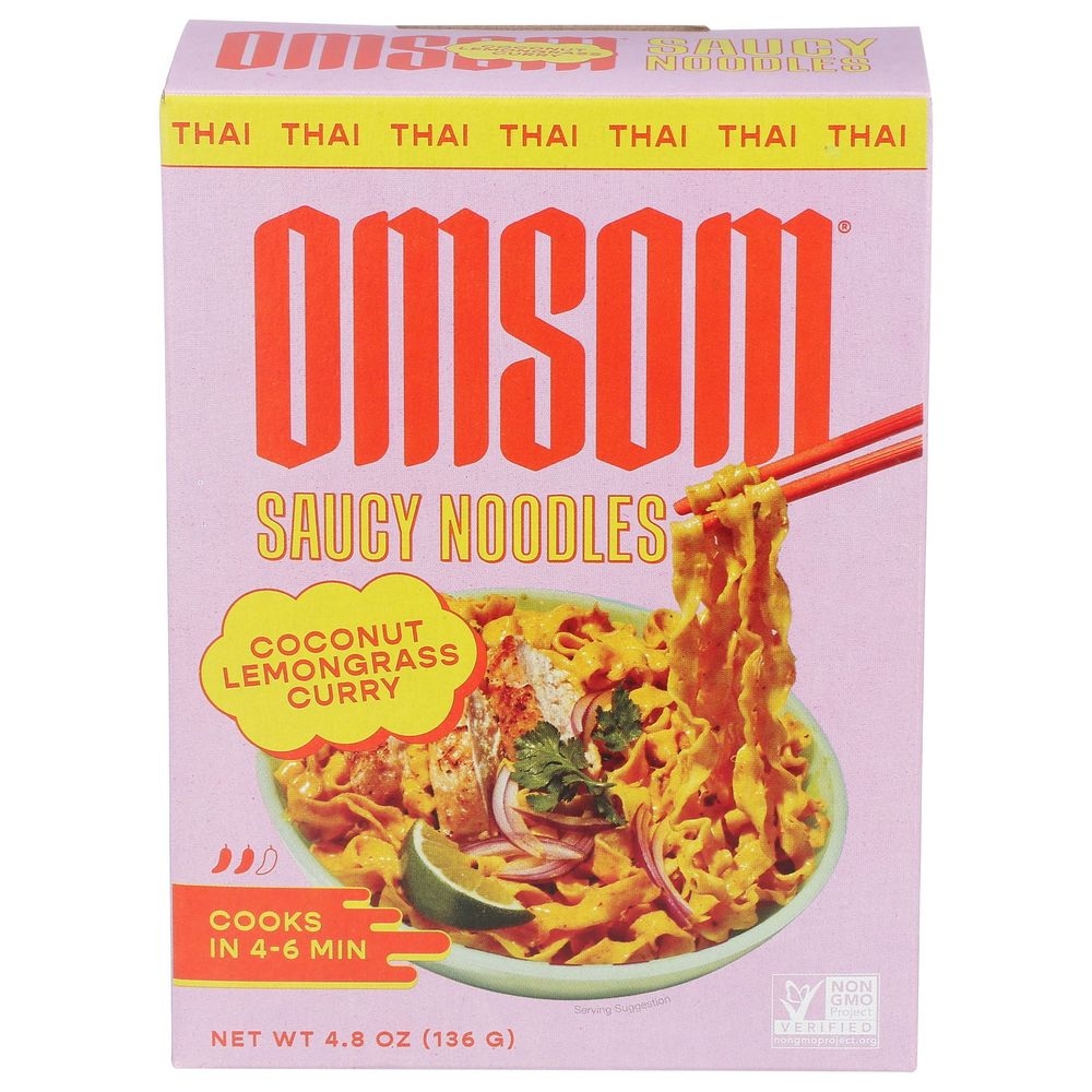 Omsom Coconut Lemongrass Curry Saucy Noodles, 4.8 Ounce -- 6 per case