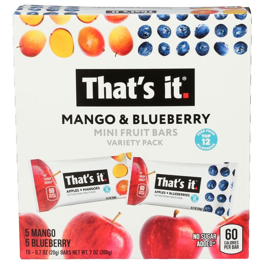 Thats It Mango Blueberry Mini Fruit Bar, 7 Ounce -- 6 per case