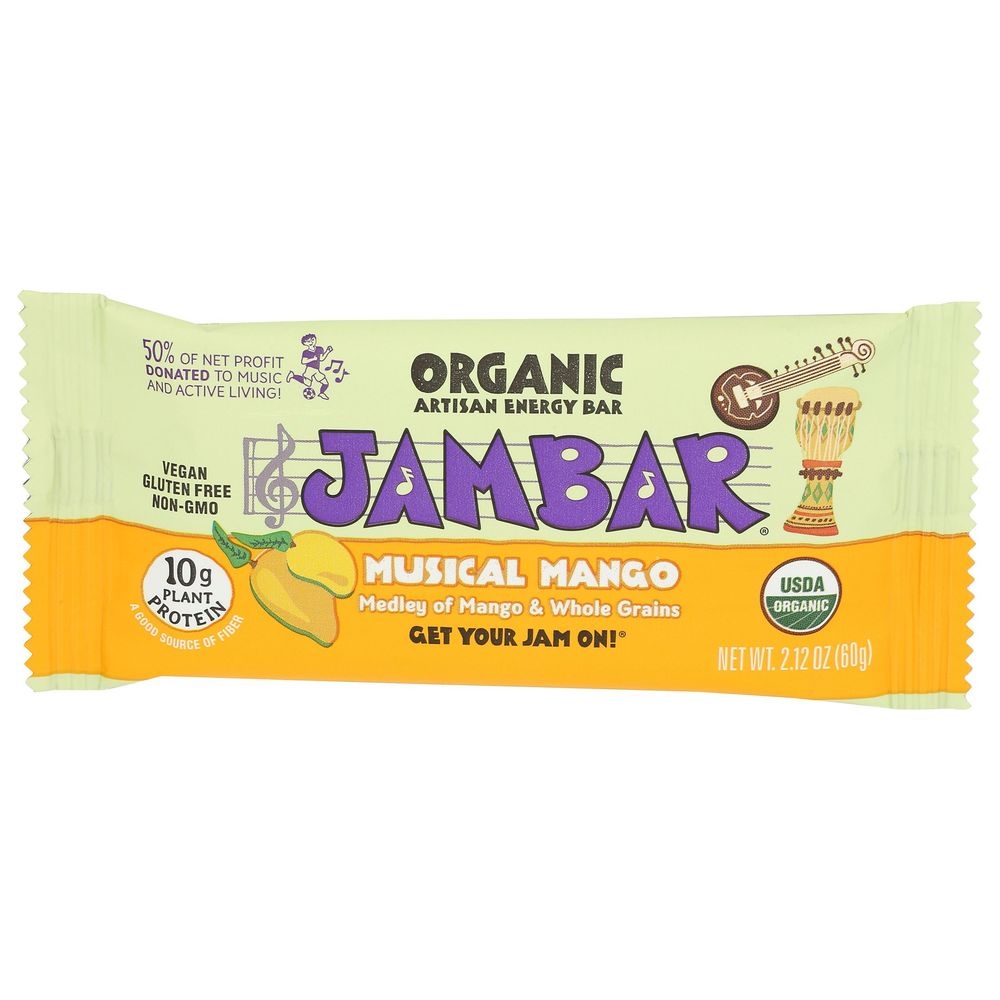 Jambar Organic Musical Mango Energy Bar, 2.12 Ounce -- 12 per case