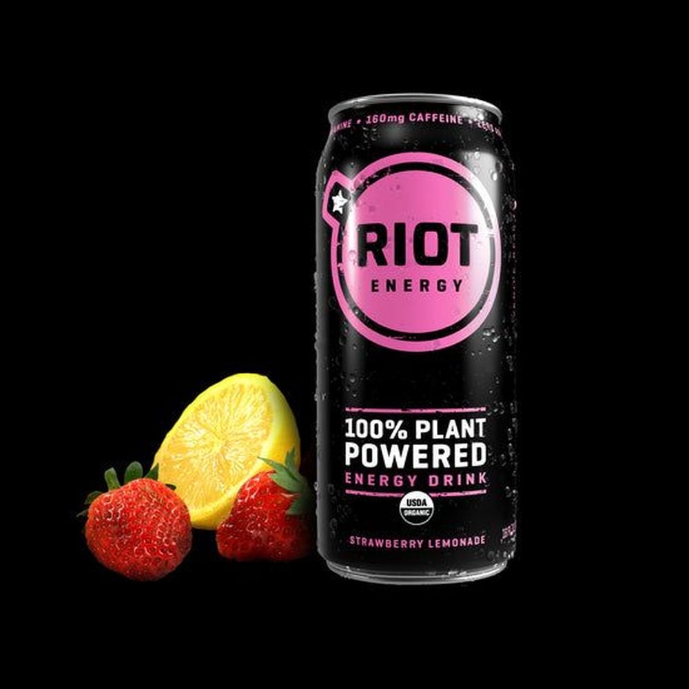Riot Organic Strawberry Lemonade Energy Drink, 16 Fluid Ounce -- 12 per case