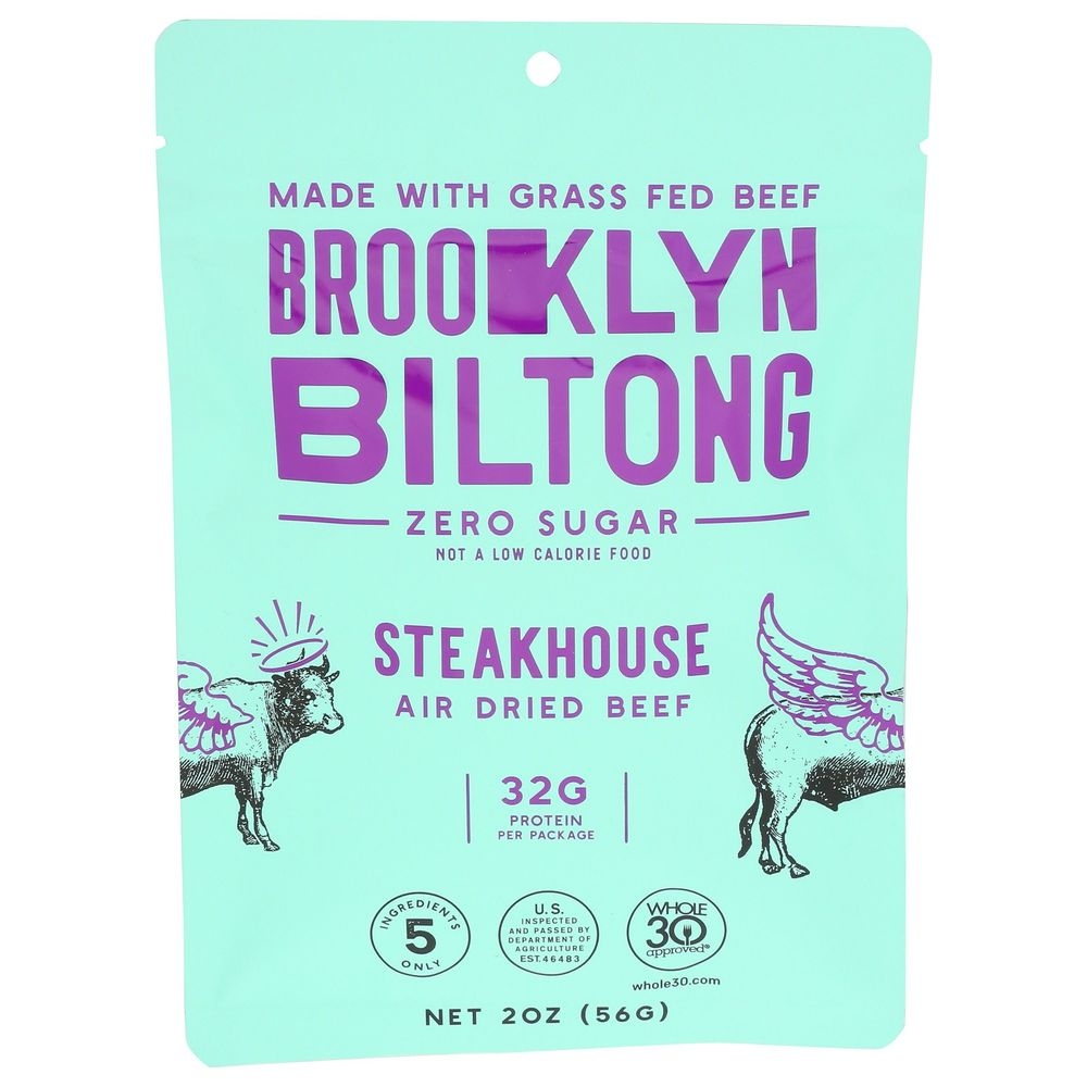 Brooklyn Biltong Steakhouse Airdried Beef Jerky, 2 Ounce -- 8 per case