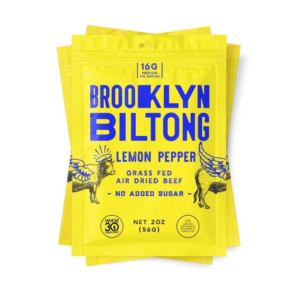 Brooklyn Biltong Lemon Pepper Air Dried Beef Jerky, 2 Ounce -- 8 per case