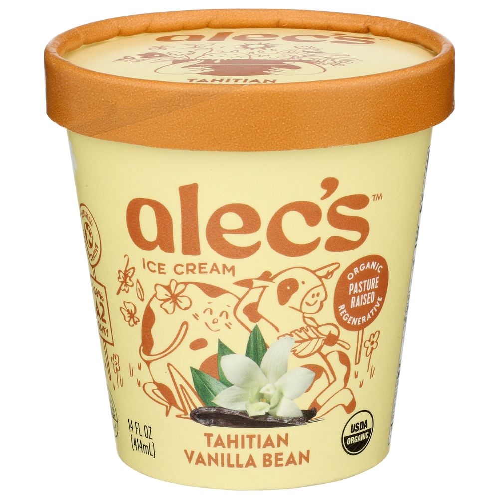 Alecs Organic Tahitian Vanilla Bean Ice Cream, 14 Fluid Ounce -- 8 per case