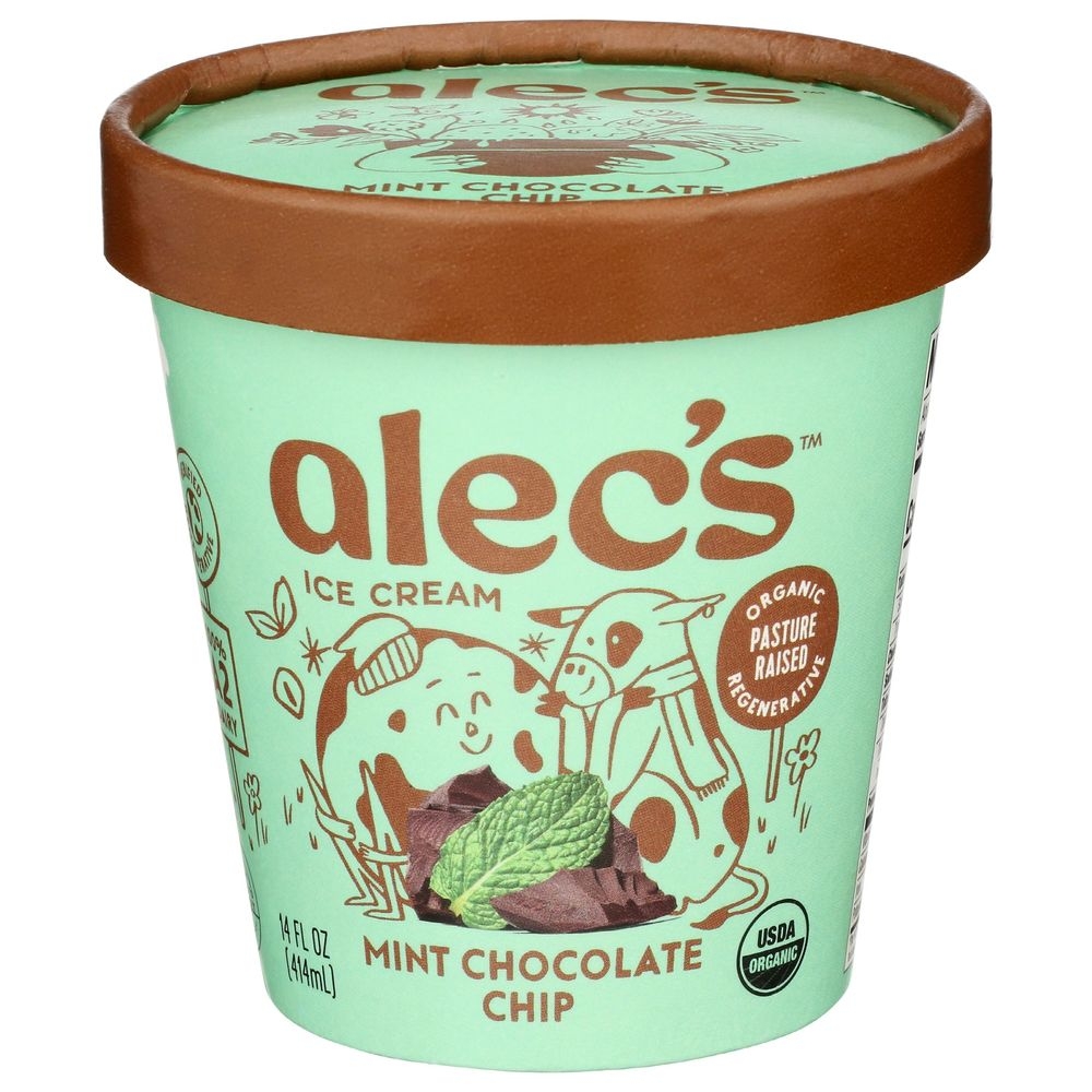 Alecs Organic Mint Chocolate Chip Ice Cream, 14 Fluid Ounce -- 8 per case