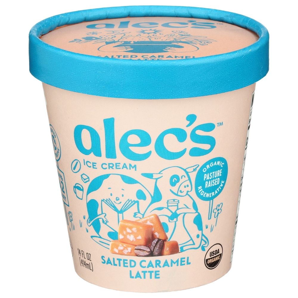 Alecs Organic Salted Caramel Latte Ice Cream, 14 Fluid Ounce -- 8 per case